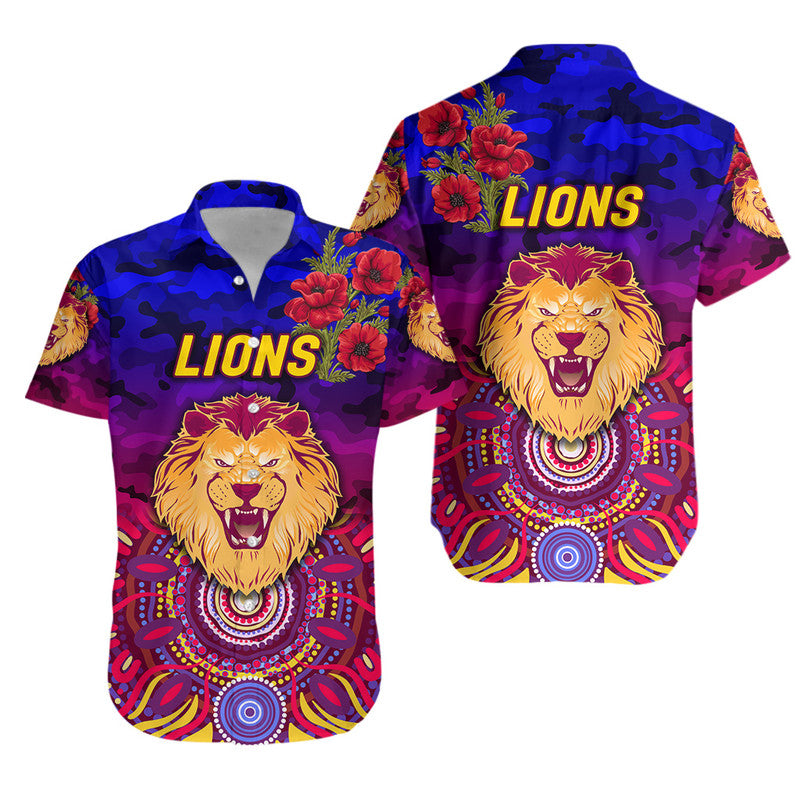 Brisbane Lions ANZAC Hawaiian Shirt Indigenous Vibes - Vibe Hoodie Shop