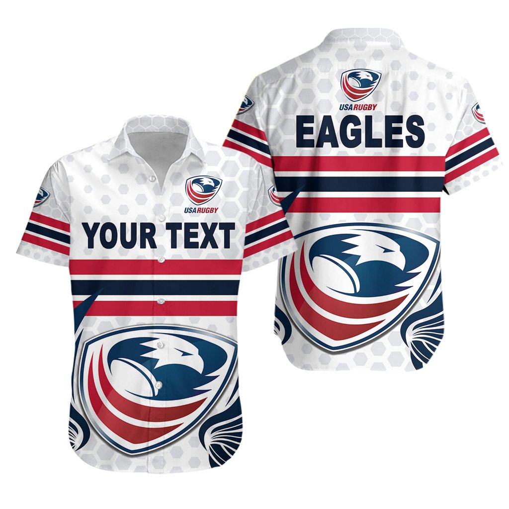 (Custom Personalised) USA Rugby Hawaiian Shirt Eagles Simple Style - White - Vibe Hoodie Shop