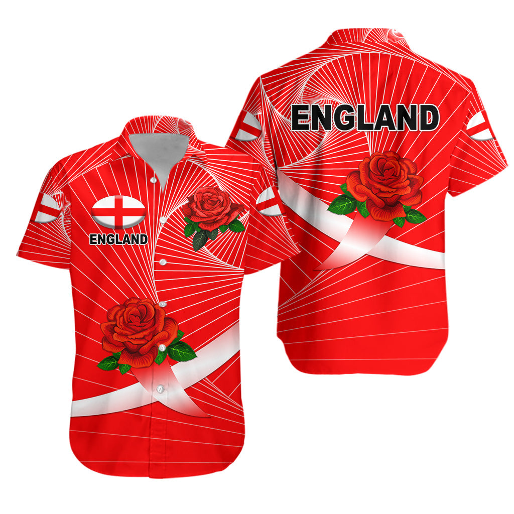 England Rugby Hawaiian Shirt Rose Simple Style - Red - Vibe Hoodie Shop