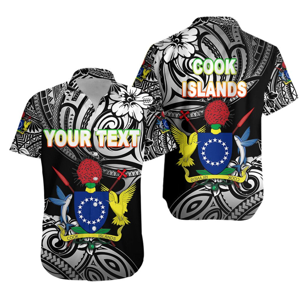 (Custom Personalised) Cook Islands Rugby Hawaiian Shirt Unique Vibes Coat Of Arms - Black - Vibe Hoodie Shop