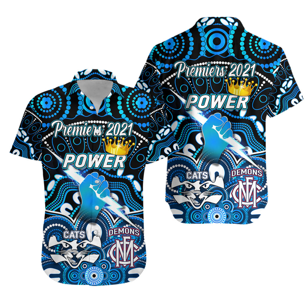 Port Adelaide Power Indigenous Hawaiian Shirt Football 2021 Premiers - The King - Vibe Hoodie Shop