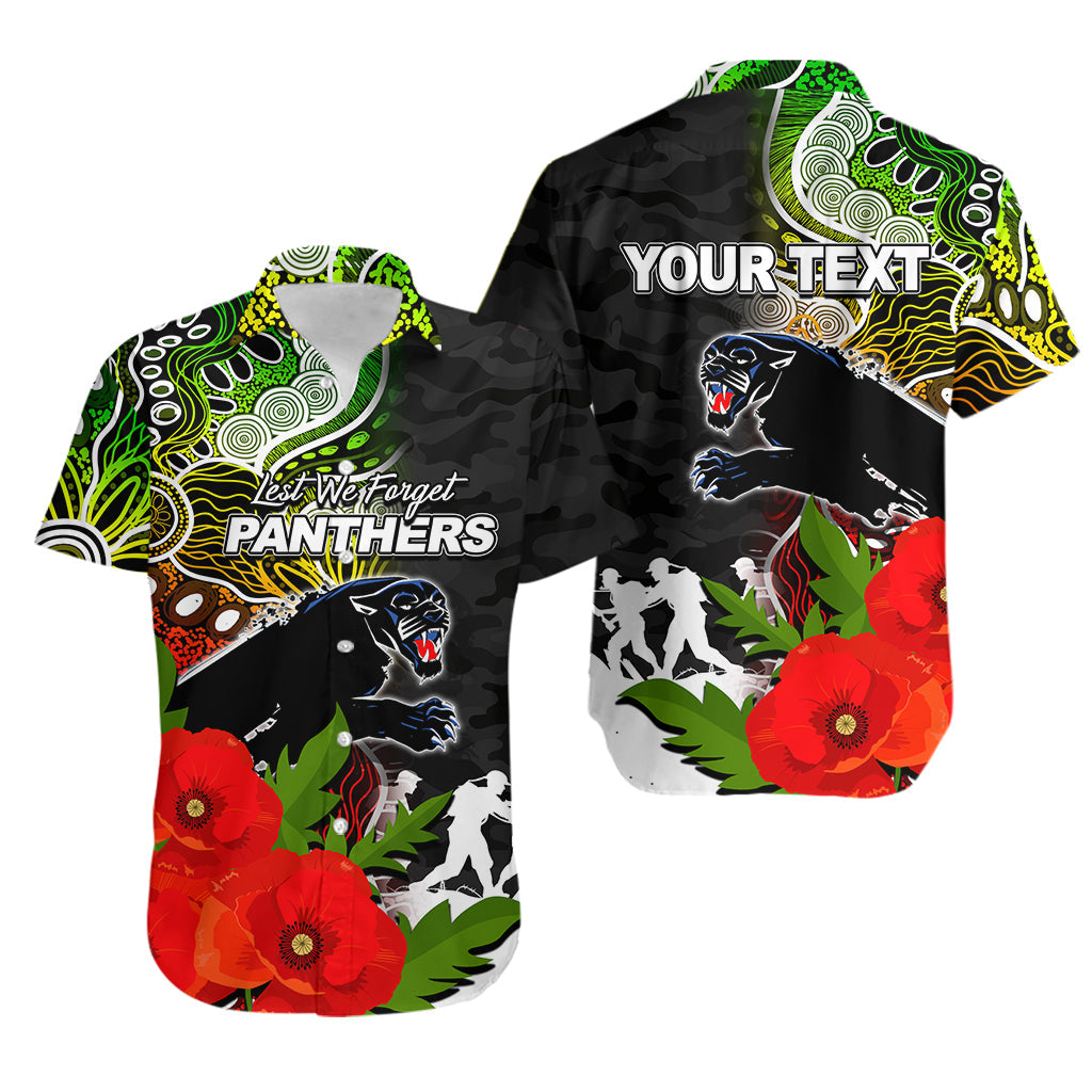 (Custom Personalised) Panthers ANZAC Day Aboriginal Mix Army Patterns Hawaiian Shirt - Vibe Hoodie Shop