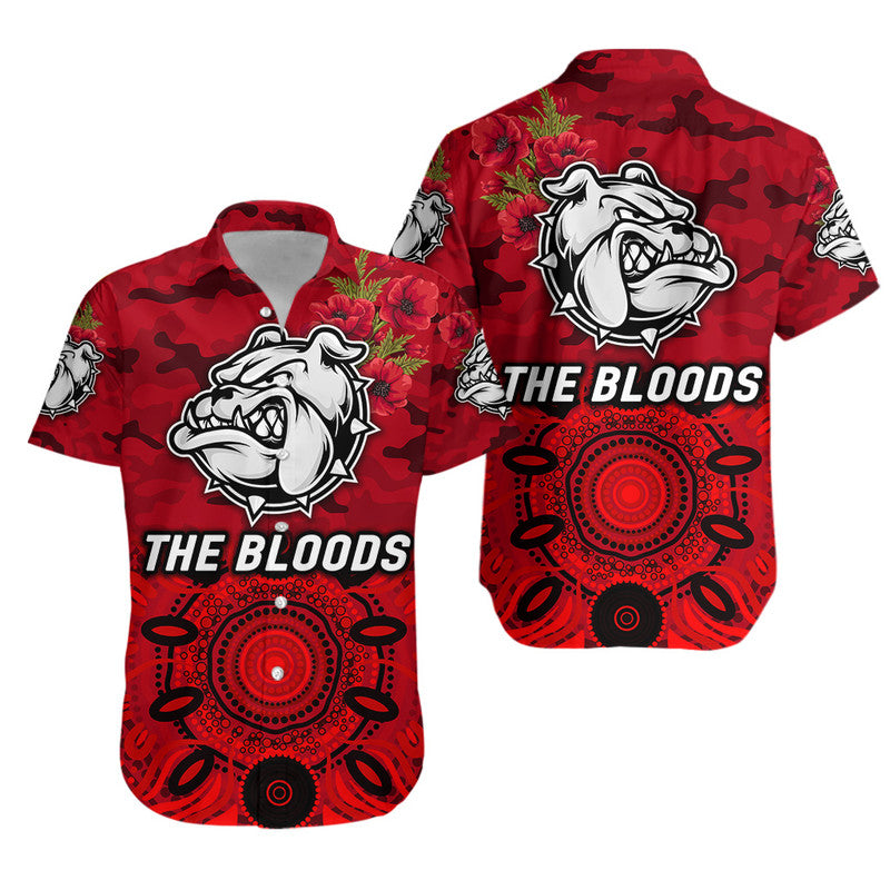 West Football Club Alice Springs ANZAC Hawaiian Shirt The Bloods Indigenous Vibes - Red - Vibe Hoodie Shop