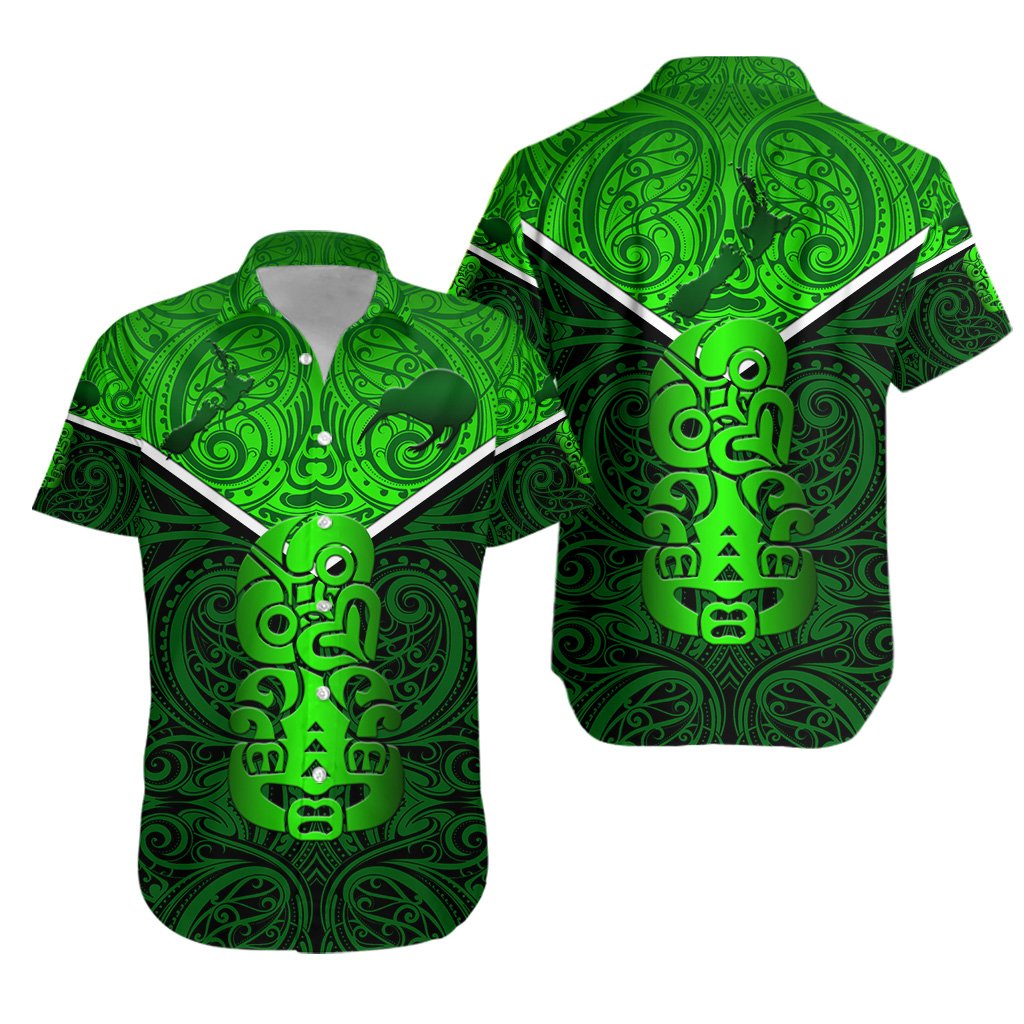 New Zealand Maori Rugby Hawaiian Shirt Pride Version - Green - Vibe Hoodie Shop