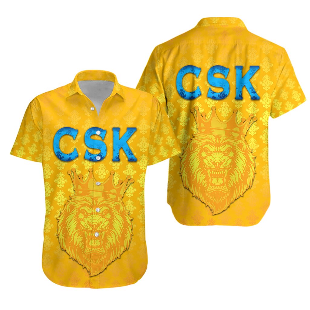 Chennai Super Kings Hawaiian Shirt Cricket Traditional Pride - Yellow - Vibe Hoodie Shop