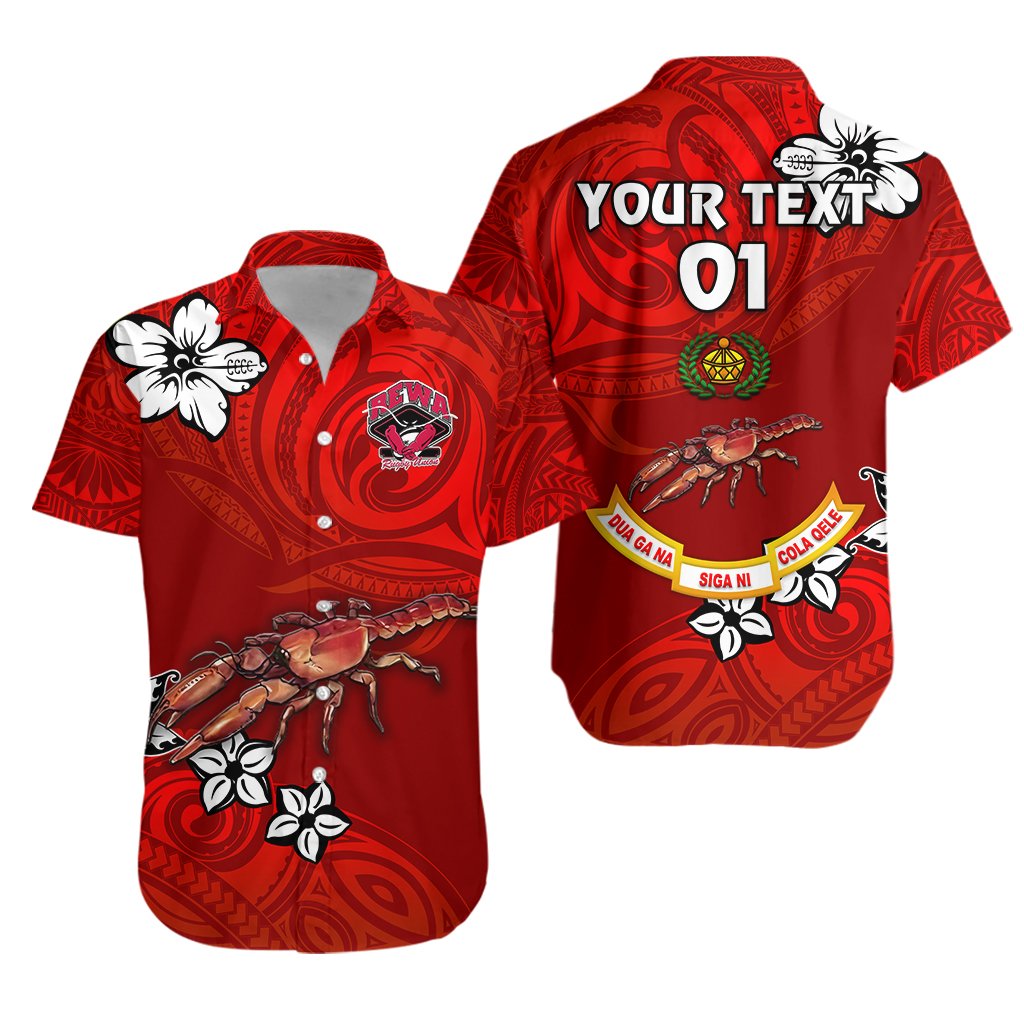 (Custom Personalised) Rewa Rugby Union Fiji Hawaiian Shirt Unique Vibes - Full Red, Custom Text And Number - Vibe Hoodie Shop