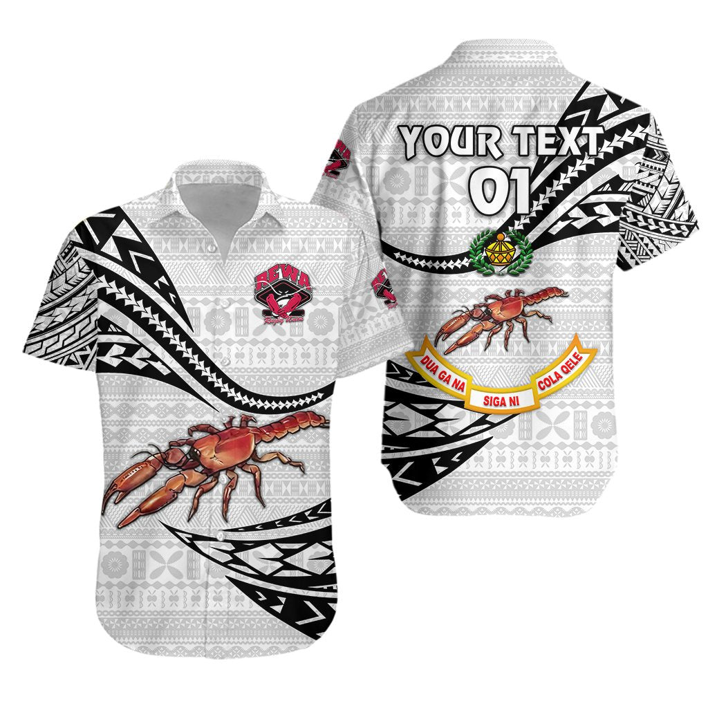 (Custom Personalised) Rewa Rugby Union Fiji Hawaiian Shirt Unique Version - White, Custom Text And Number - Vibe Hoodie Shop