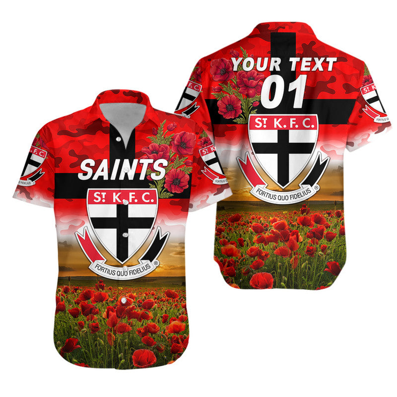 (Custom Personalised) St Kilda Saints ANZAC Hawaiian Shirt Poppy Vibes - Vibe Hoodie Shop