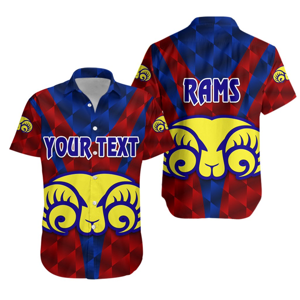 (Custom Personalised) Adelaide Hawaiian Shirt Rams Merino Original - Red - Vibe Hoodie Shop