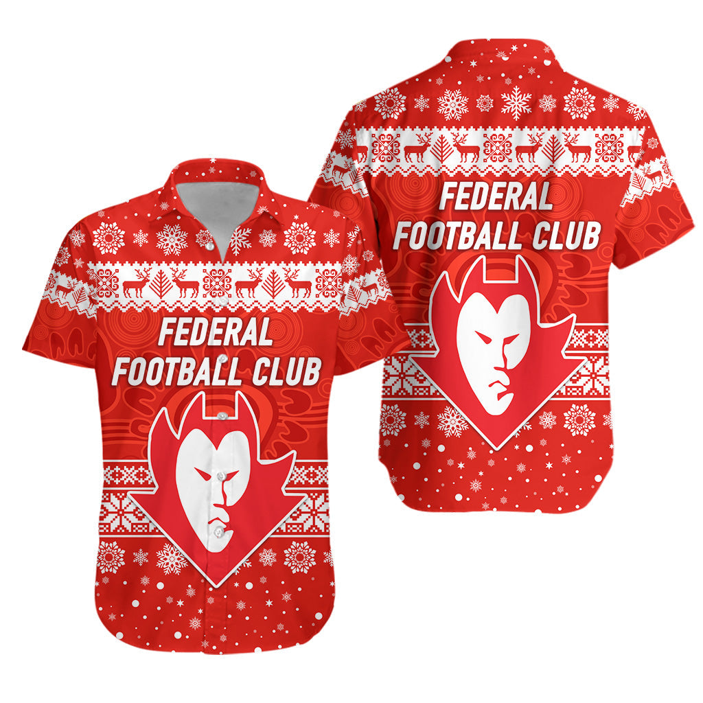 Federal Football Club Hawaiian Shirt Christmas Simple Style - Red - Vibe Hoodie Shop