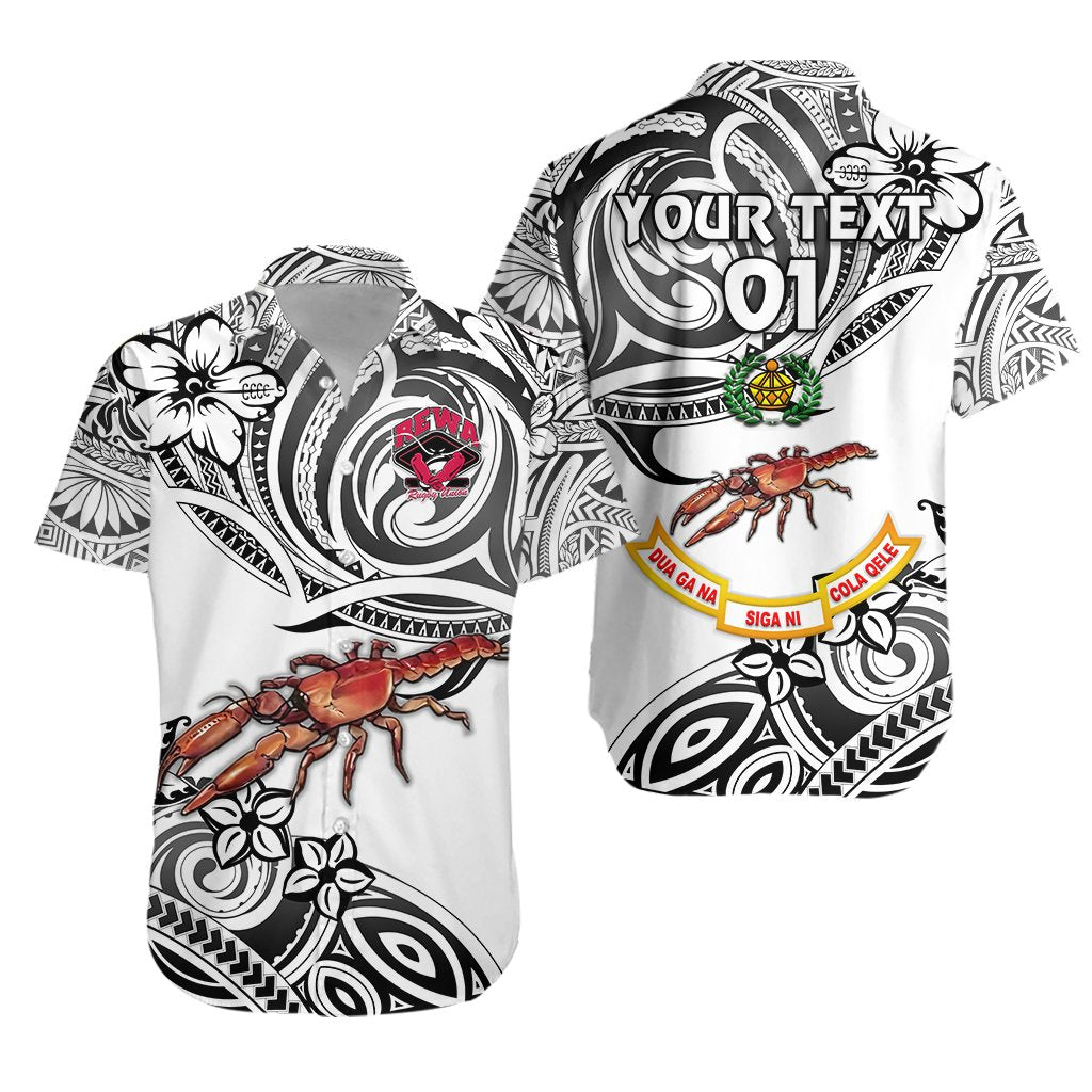 (Custom Personalised) Rewa Rugby Union Fiji Hawaiian Shirt Unique Vibes - White, Custom Text And Number - Vibe Hoodie Shop