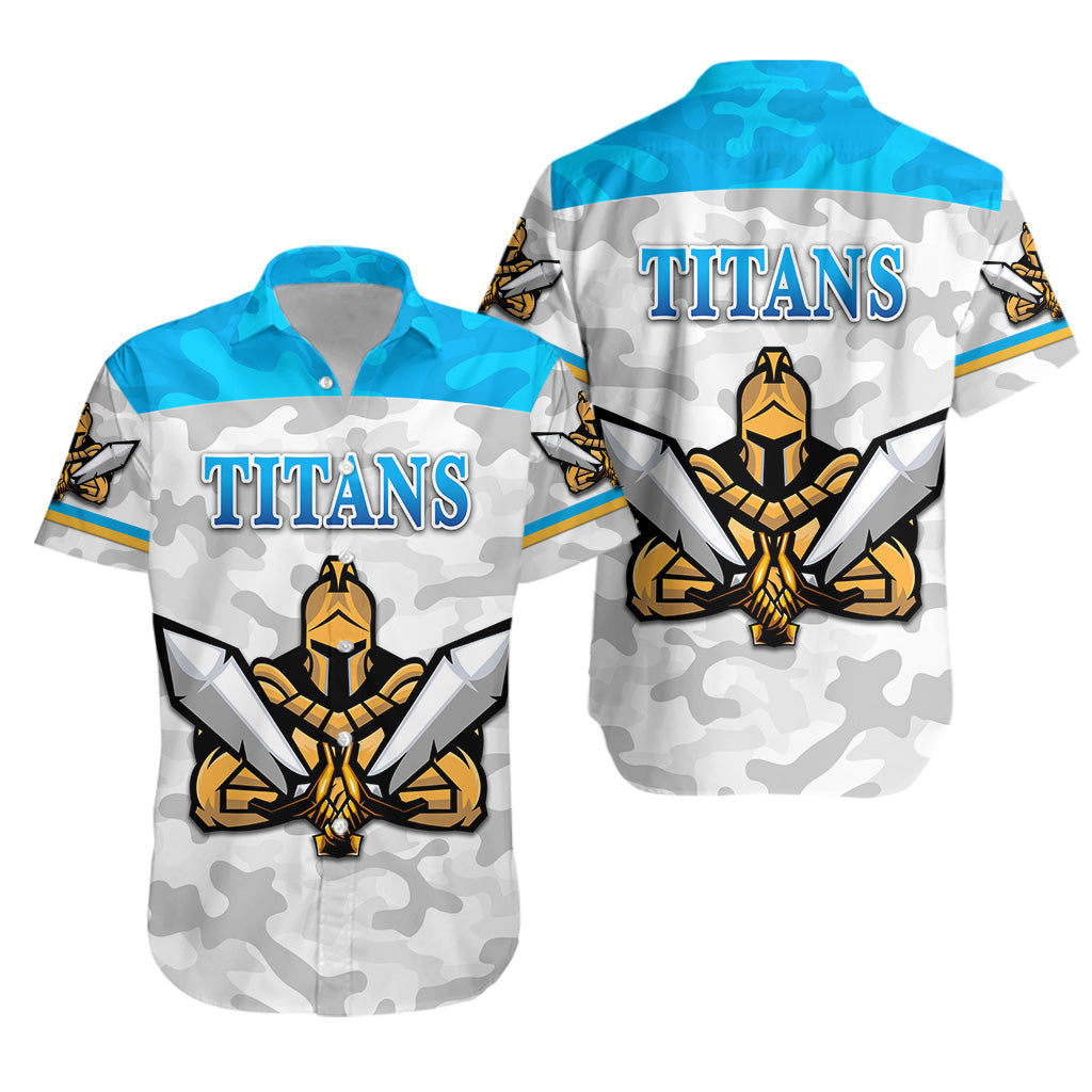 Gold Coast Titans Hawaiian Shirt 2021 Gladiator Camouflage - Vibe Hoodie Shop