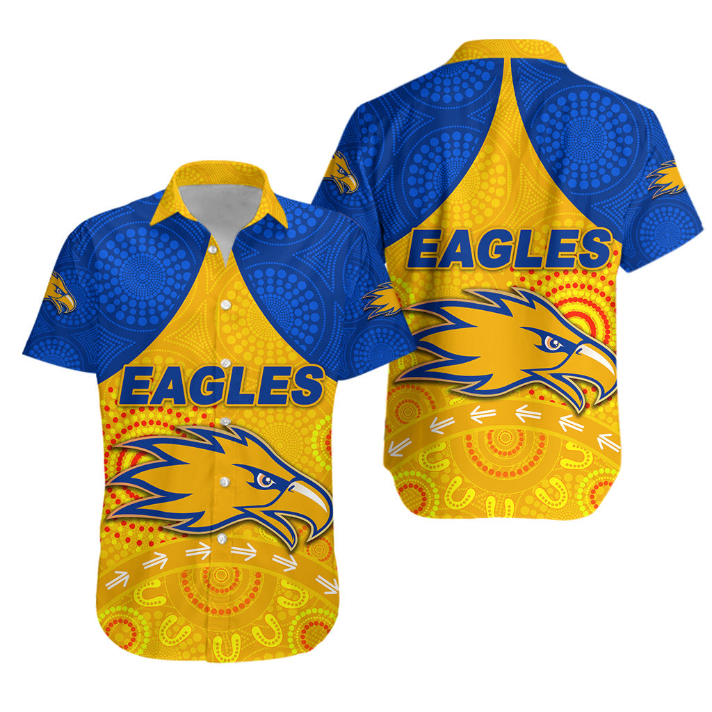 West Coast Eagles Hawaiian Shirt Indigenous Version - Gold - Vibe Hoodie Shop