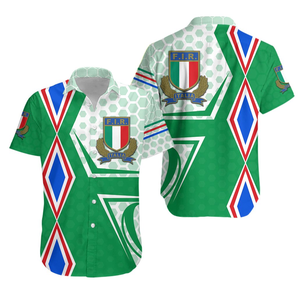 Italy Rugby Hawaiian Shirt Gli Azzurri Vibes - Green - Vibe Hoodie Shop