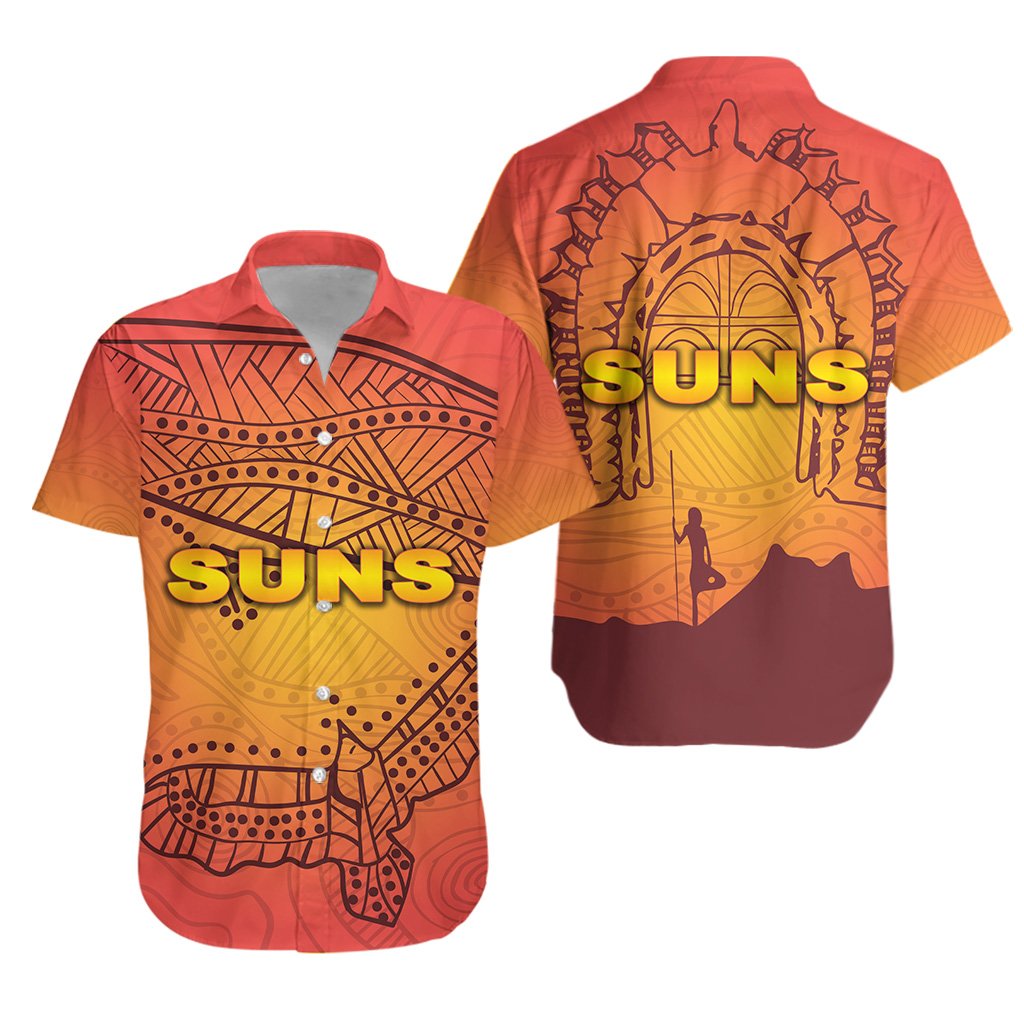 Gold Coast Hawaiian Shirt Suns Simple Indigenous - Vibe Hoodie Shop