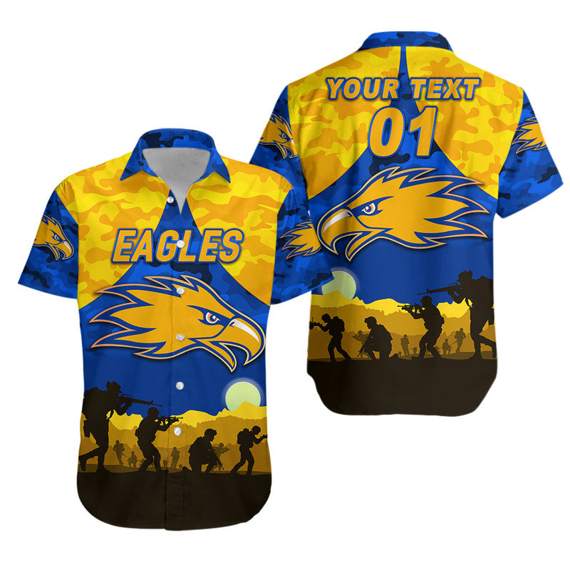 (Custom Personalised) West Coast Eagles ANZAC Hawaiian Shirt Simple Style - Royal Blue - Vibe Hoodie Shop