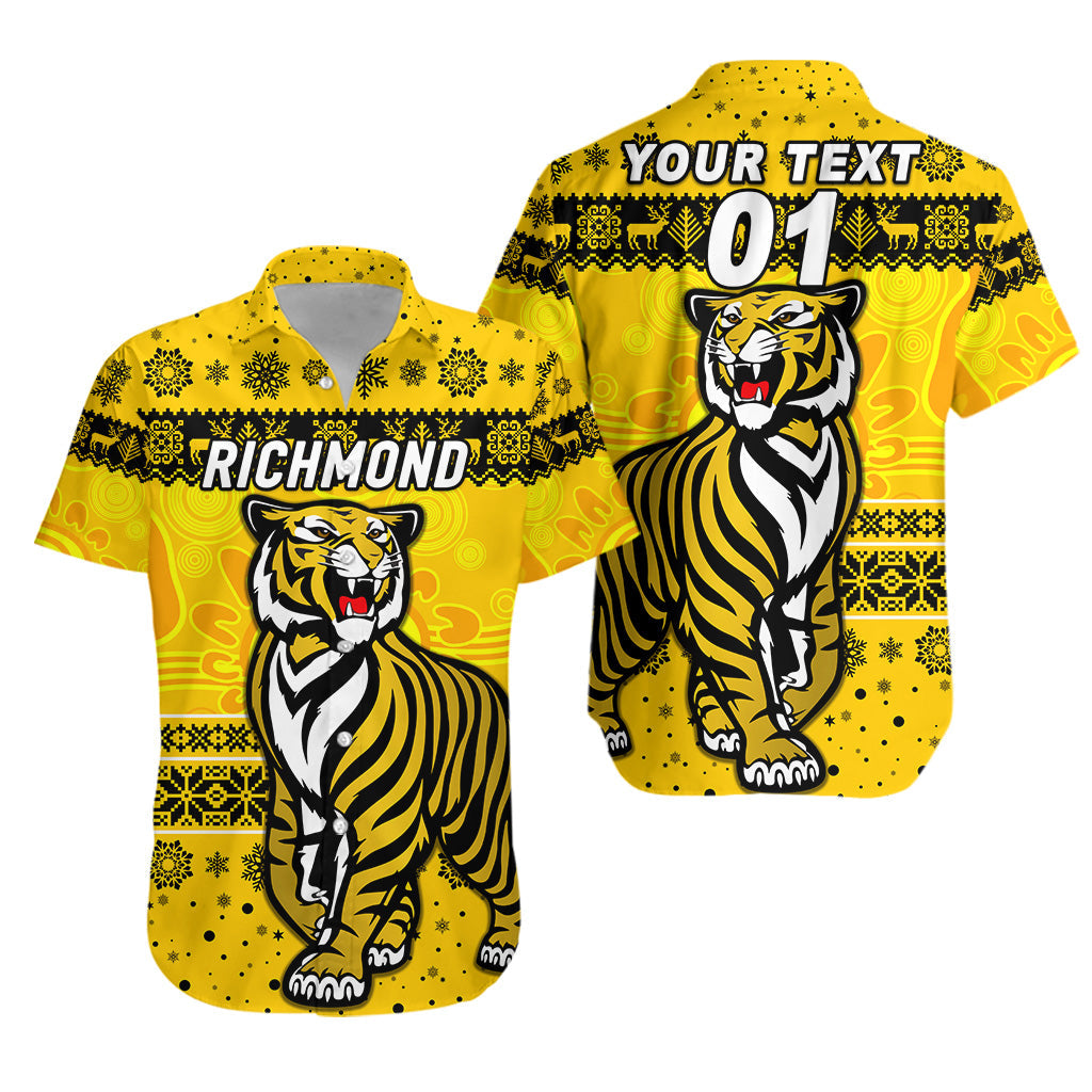 (Custom Personalised) Richmond Tigers Hawaiian Shirt Christmas Simple Style - Yellow - Vibe Hoodie Shop