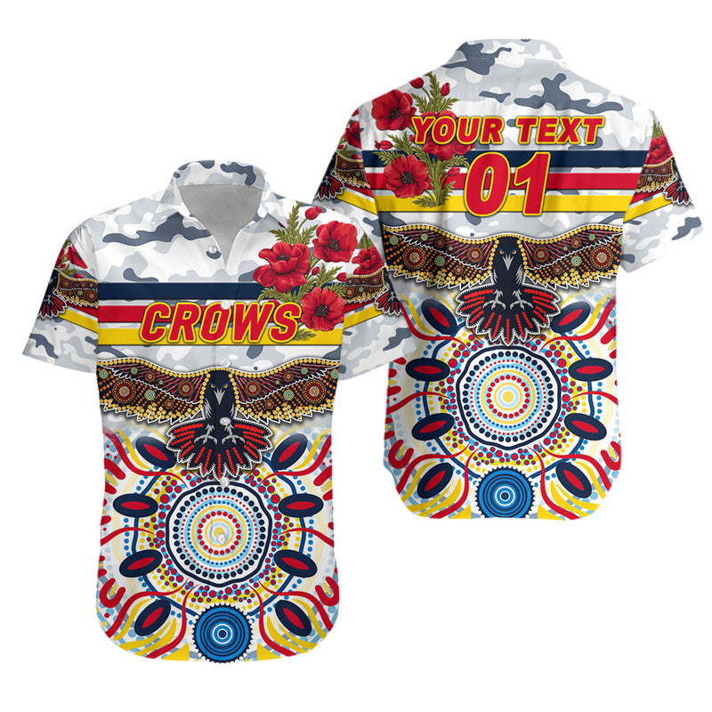 (Custom Personalised) Adelaide Crows ANZAC Hawaiian Shirt Indigenous Vibes - White - Vibe Hoodie Shop