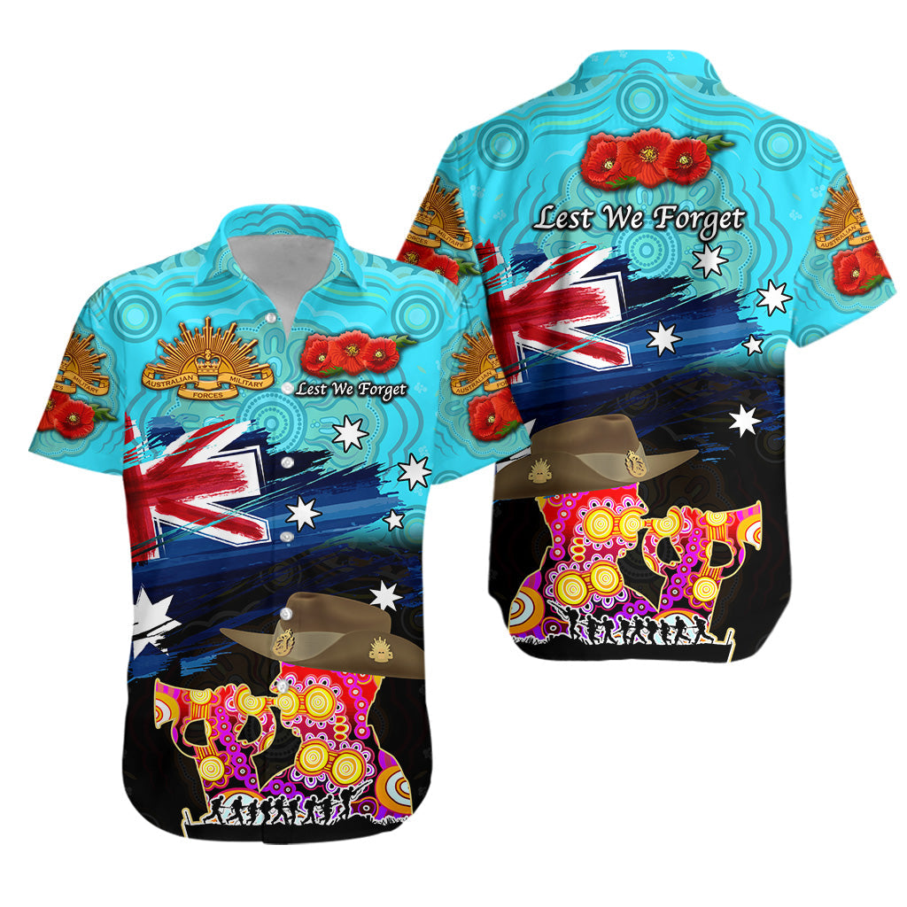 Australia Aboriginal ANZAC Hawaiian Shirt Remembrance Vibes - Blue - Vibe Hoodie Shop