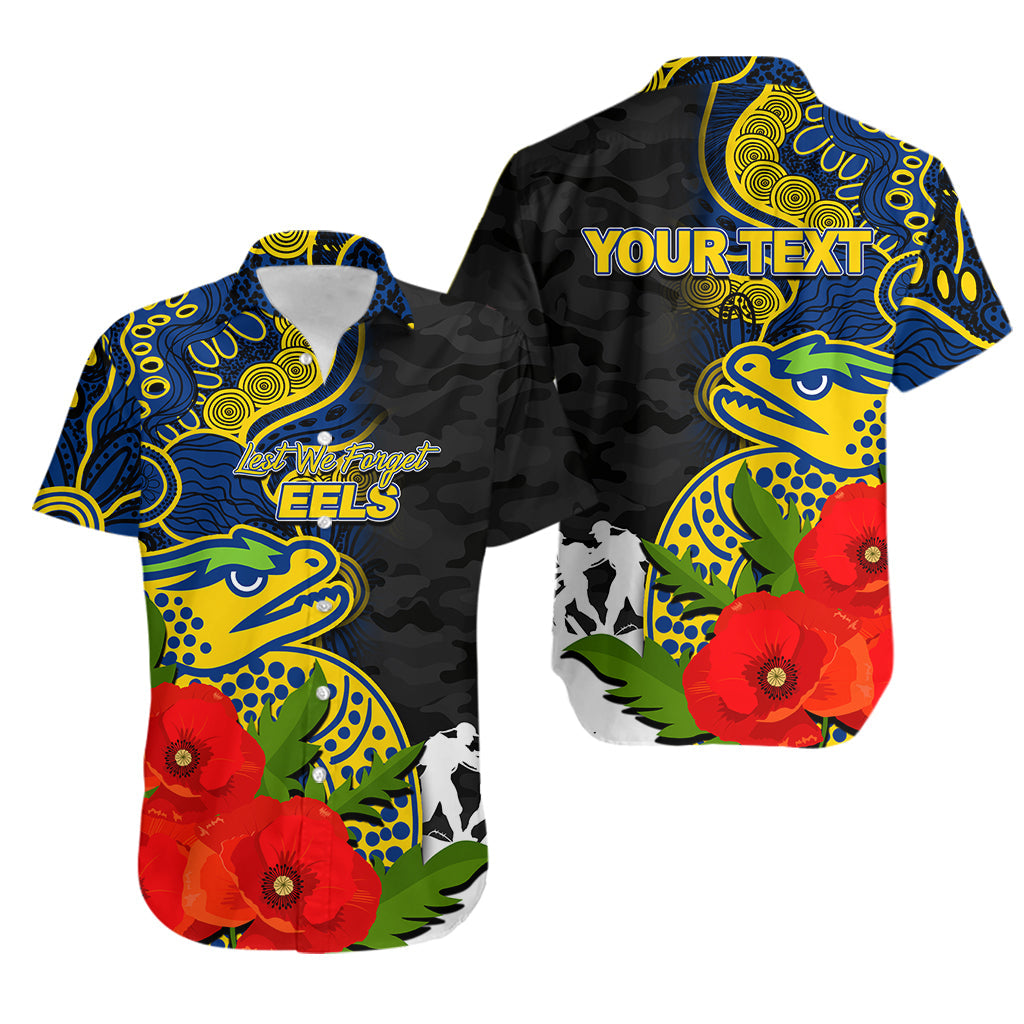 (Custom Personalised) Eels ANZAC Day Aboriginal Mix Army Patterns Hawaiian Shirt No.1 - Vibe Hoodie Shop