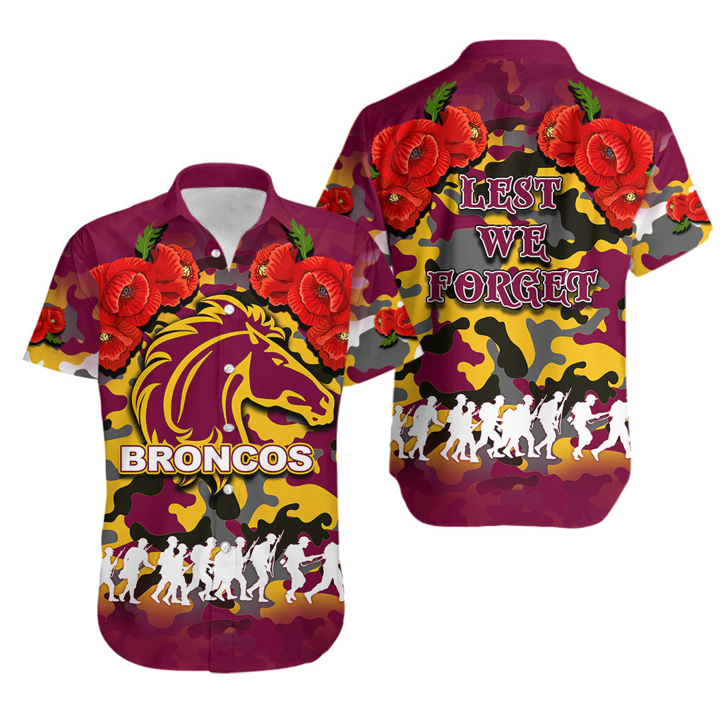 ANZAC Day Hawaiian Shirt Broncos Army Style No.1 - Vibe Hoodie Shop