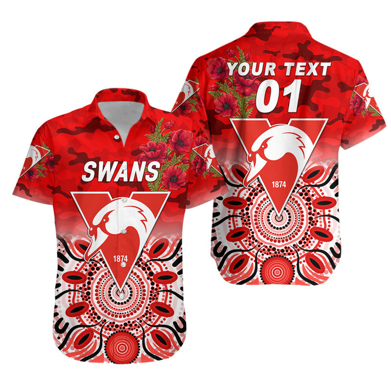 (Custom Personalised) Sydney Swans ANZAC Hawaiian Shirt Indigenous Vibes - Vibe Hoodie Shop