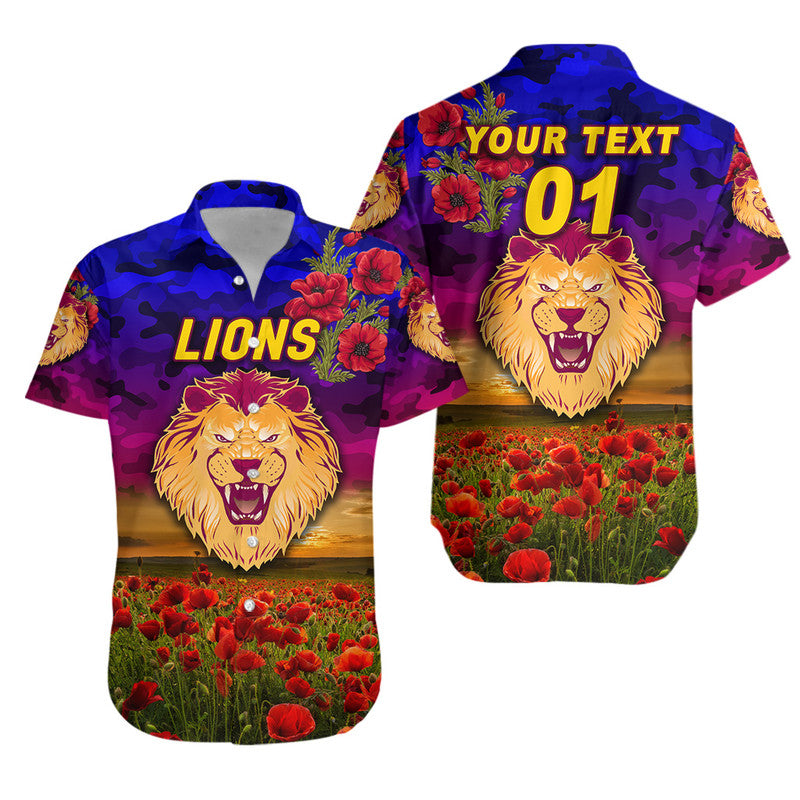 (Custom Personalised) Brisbane Lions ANZAC Hawaiian Shirt Poppy Vibes - Vibe Hoodie Shop