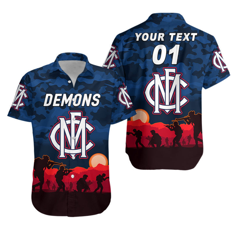 (Custom Personalised) Melbourne Demons ANZAC Hawaiian Shirt Simple Style - Vibe Hoodie Shop