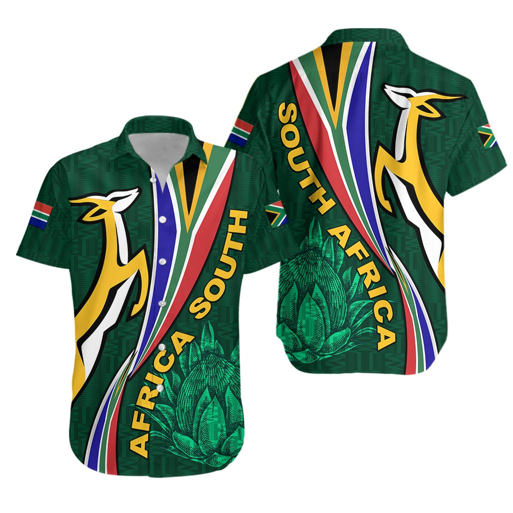 South Africa Hawaiian Shirt Springboks Rugby Be Unique - Green - Vibe Hoodie Shop