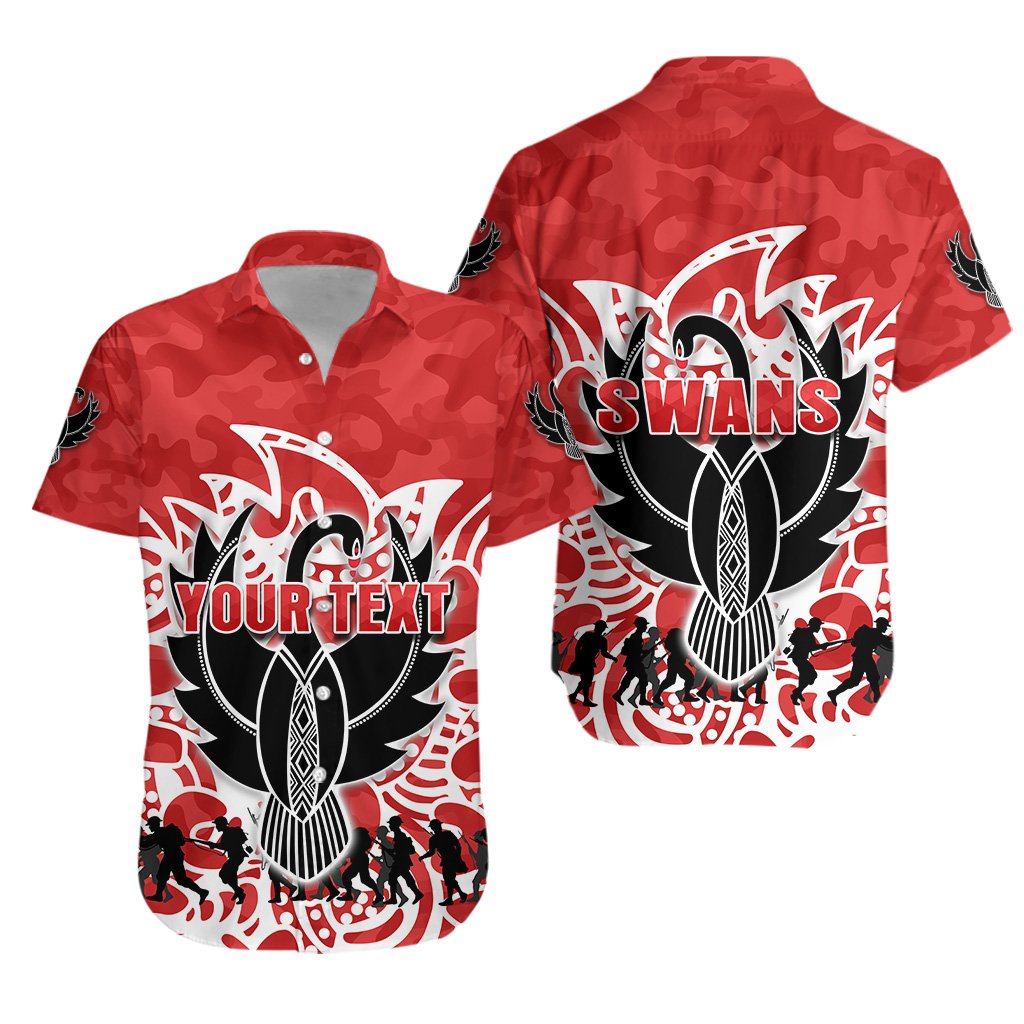 (Custom Personalised) Sydney Swans Hawaiian Shirt ANZAC Day Simple Indigenous - Vibe Hoodie Shop