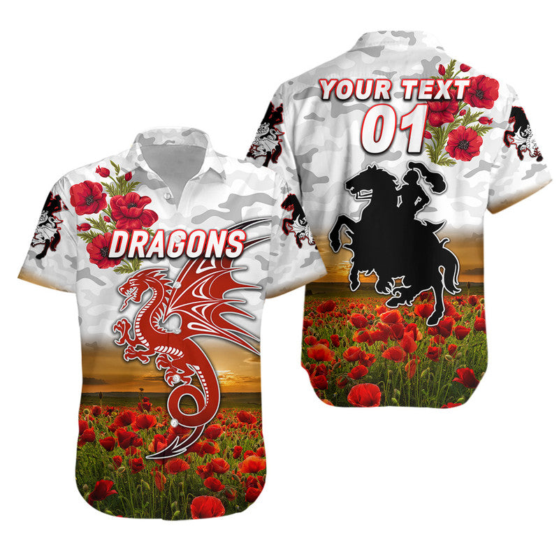 (Custom Personalised) St. George Illawarra Dragons ANZAC 2022 Hawaiian Shirt Poppy Flowers Vibes - White - Vibe Hoodie Shop