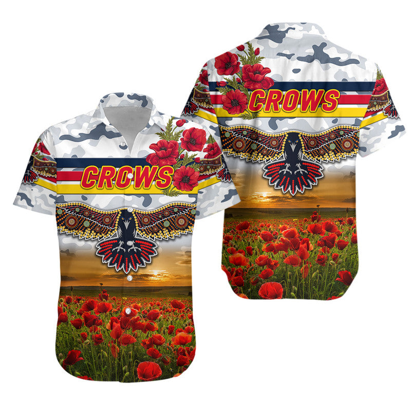 Adelaide Crows ANZAC Hawaiian Shirt Poppy Vibes - White - Vibe Hoodie Shop