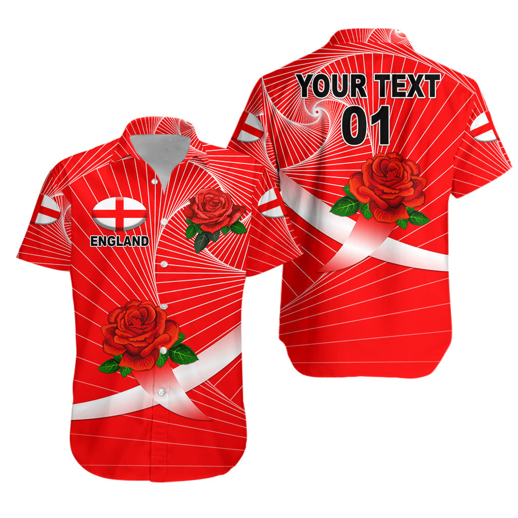 (Custom Personalised) England Rugby Hawaiian Shirt Rose Simple Style - Red - Vibe Hoodie Shop