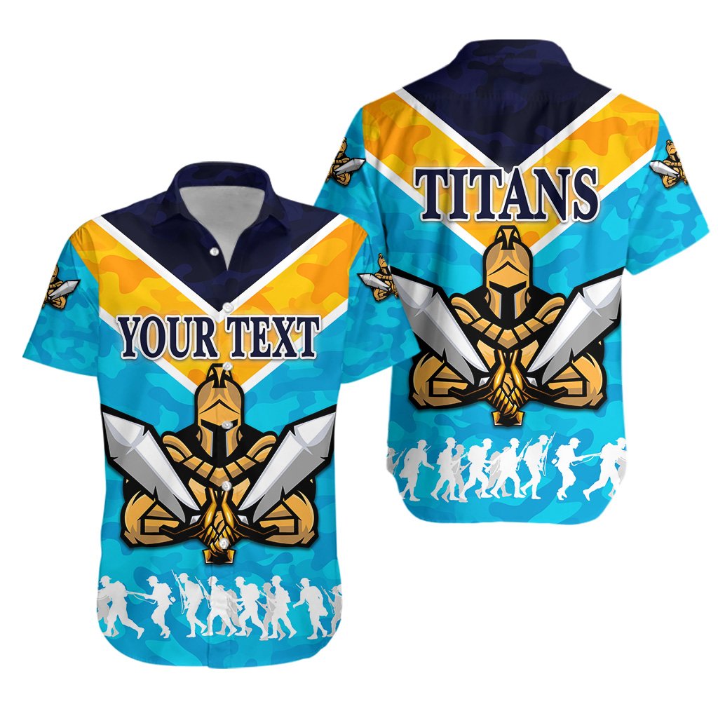 (Custom Personalised) Gold Coast Hawaiian Shirt Titans Gladiator ANZAC Vibes - Vibe Hoodie Shop