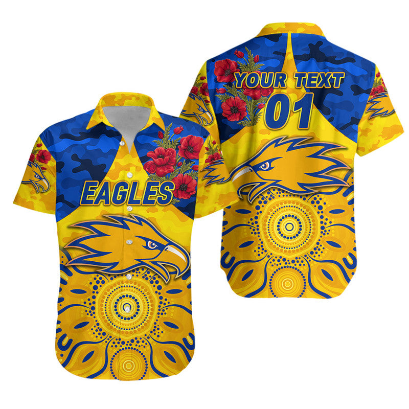 (Custom Personalised) West Coast Eagles ANZAC Hawaiian Shirt Indigenous Vibes - Gold - Vibe Hoodie Shop