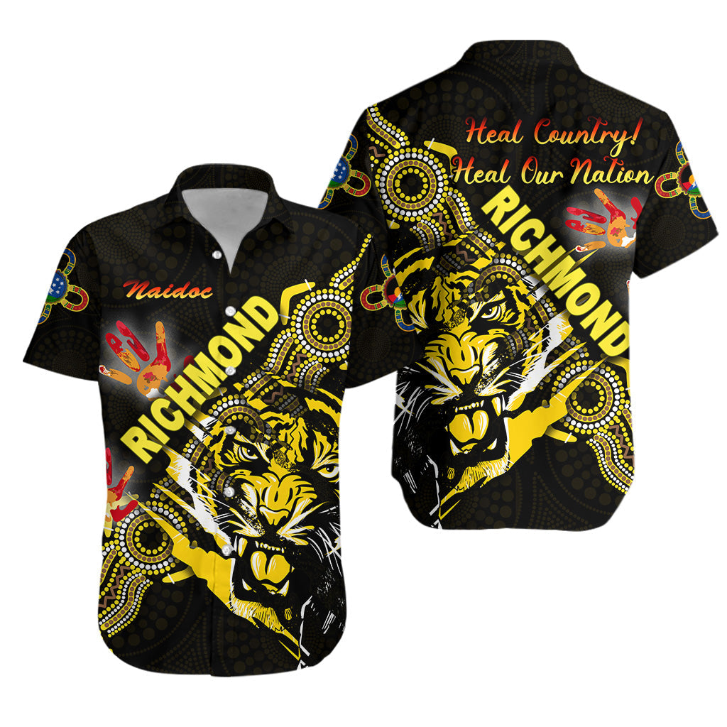 Richmond Tigers Hawaiian Shirt NAIDOC Heal Country! Heal Our Nation - Powerful - Vibe Hoodie Shop