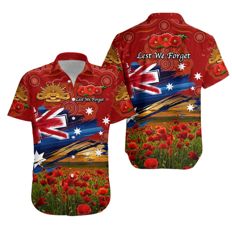 Australia Aboriginal ANZAC Hawaiian Shirt Poppy Vibes - Red - Vibe Hoodie Shop