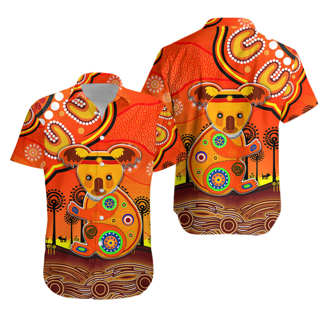 Aboriginal Art Koala Hawaiian Shirt Indigenous Unique Vibes - Orange - Vibe Hoodie Shop