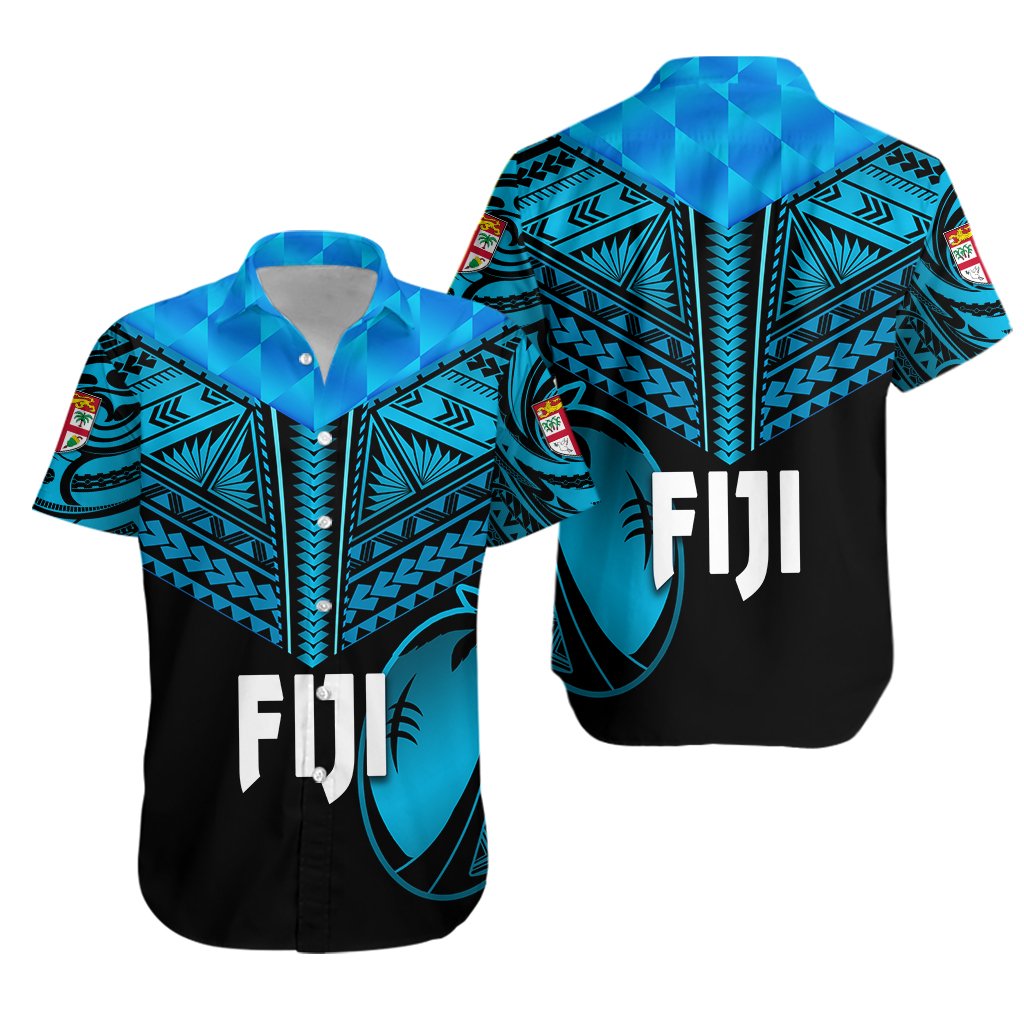 Fiji Rugby Hawaiian Shirt Coconut Sporty Vibes - Black - Vibe Hoodie Shop