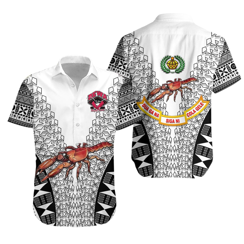 Rewa Rugby Union Fiji Hawaiian Shirt Tapa Vibes - White - Vibe Hoodie Shop