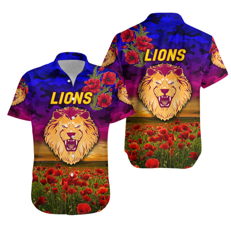 Brisbane Lions ANZAC Hawaiian Shirt Poppy Vibes - Vibe Hoodie Shop