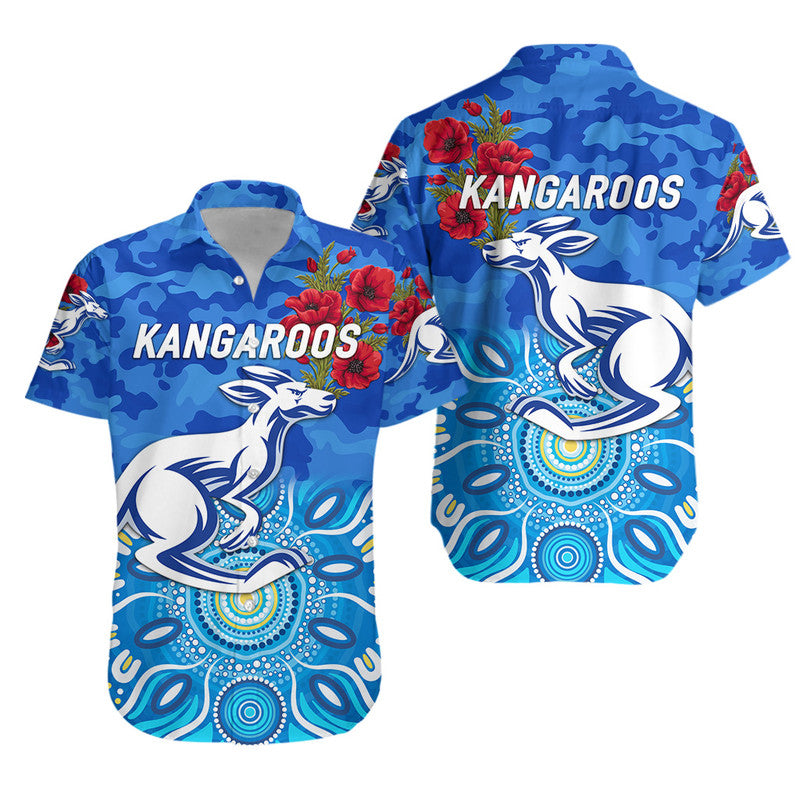 North Melbourne Kangaroos ANZAC Hawaiian Shirt Indigenous Vibes - Vibe Hoodie Shop