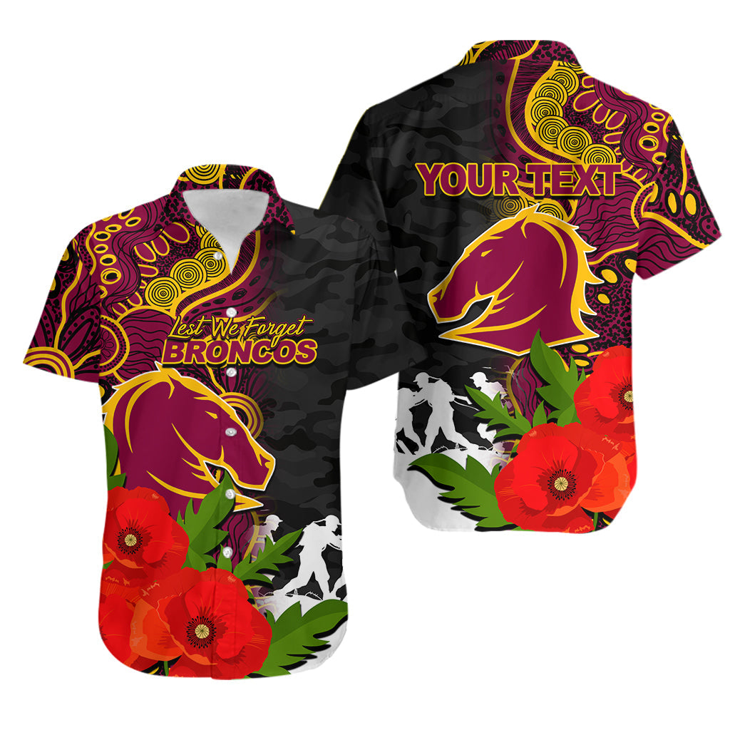 (Custom Personalised) Broncos ANZAC Day Aboriginal Mix Army Patterns Hawaiian Shirt - Vibe Hoodie Shop