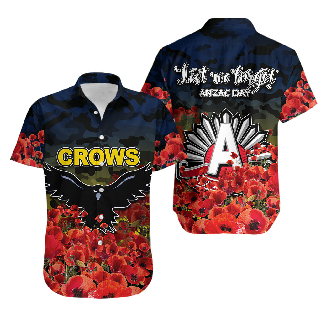 ANZAC Day Crows Hawaiian Shirt Poppy Flowers With Army Patterns - Vibe Hoodie Shop