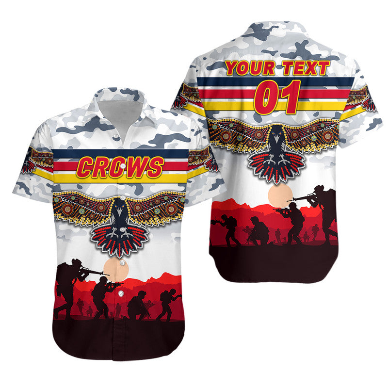 (Custom Personalised) Adelaide Crows ANZAC Hawaiian Shirt Simple Style - White - Vibe Hoodie Shop