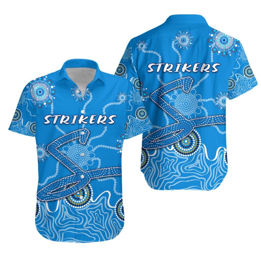 Adelaide Strikers Hawaiian Shirt Indigenous Blue Energy - Vibe Hoodie Shop