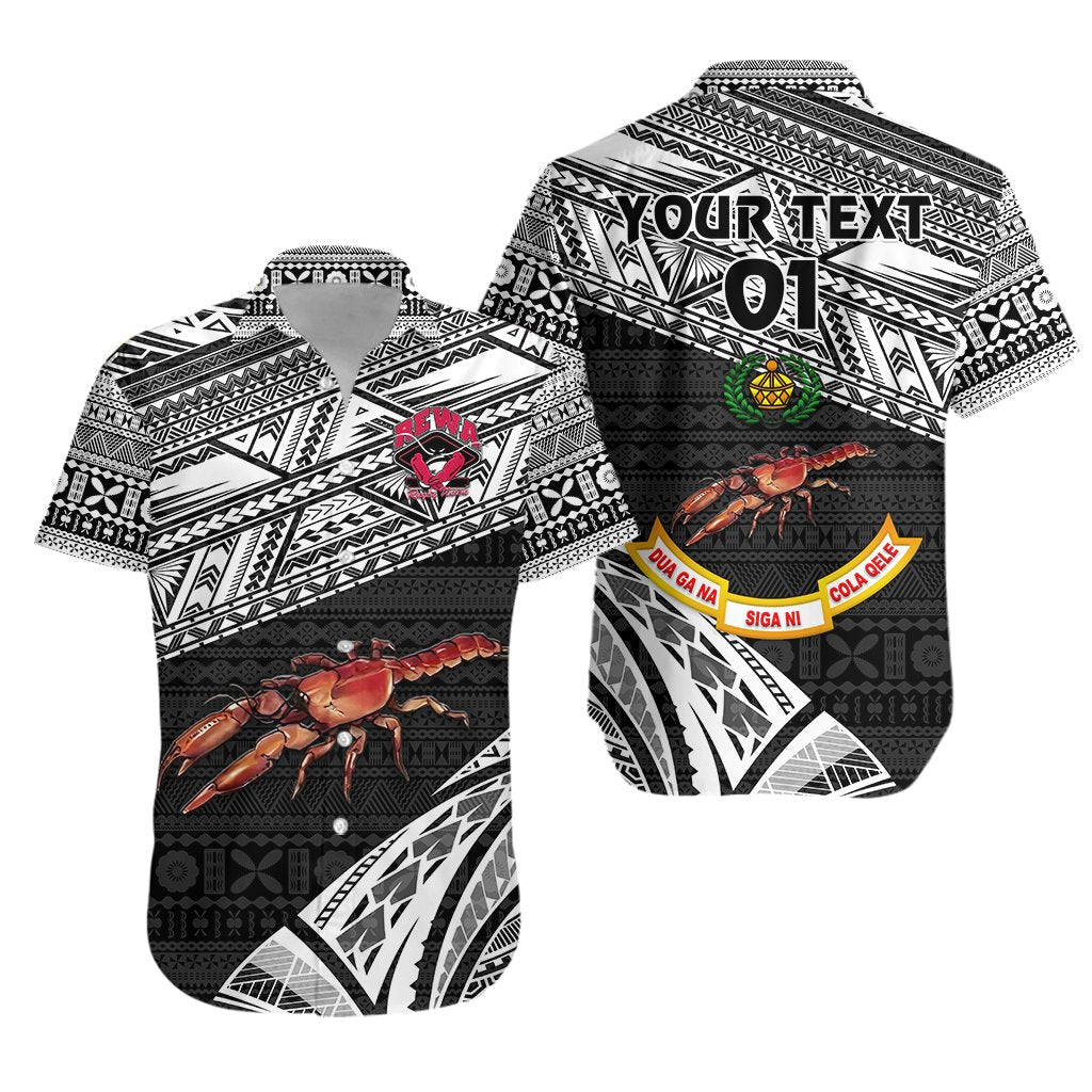 (Custom Personalised) Rewa Rugby Union Fiji Hawaiian Shirt Special Version - Black, Custom Text And Number - Vibe Hoodie Shop