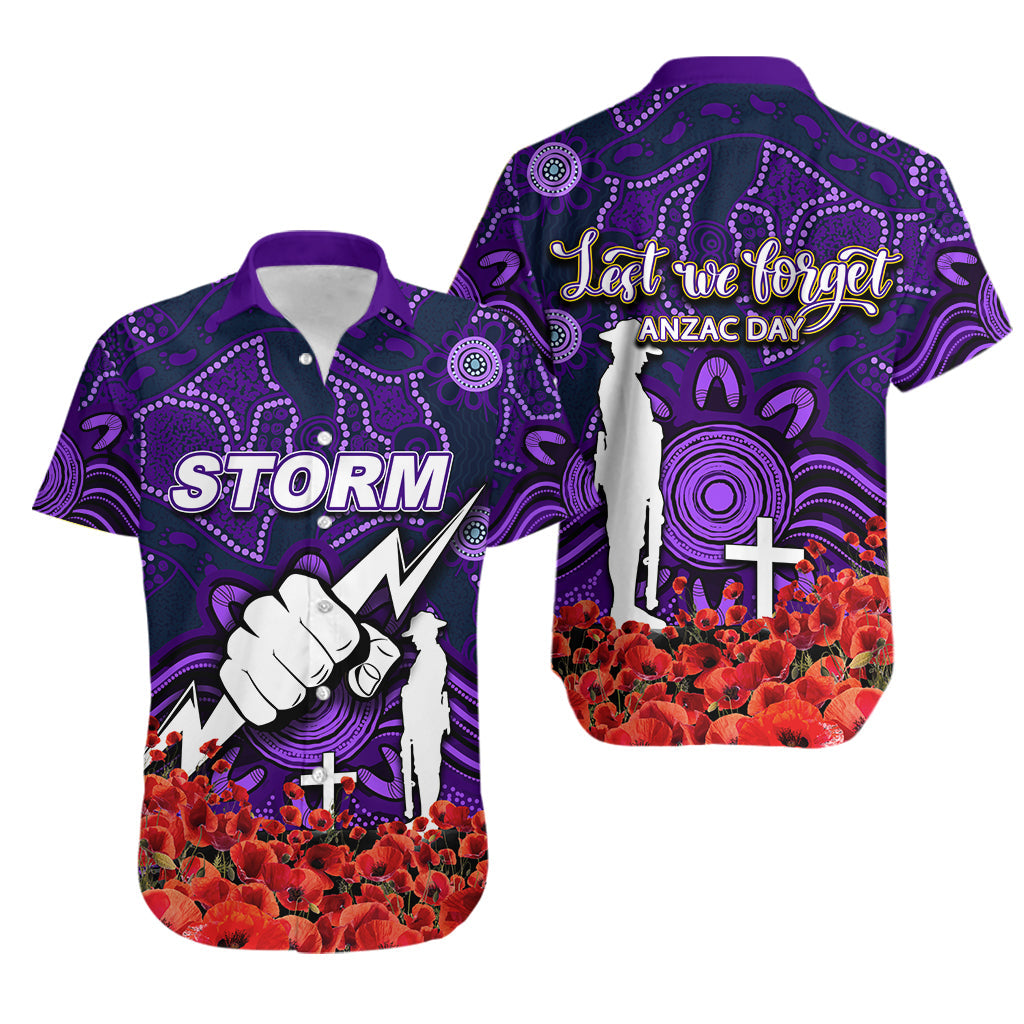 Storm Hawaiian Shirt ANZAC Day Poppy Flowers With Aboriginal - Vibe Hoodie Shop