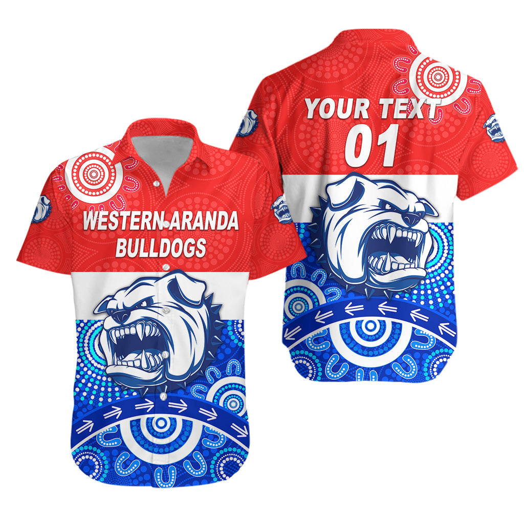 (Custom Personalised) Western Aranda Bulldogs Hawaiian Shirt Hermannsburg Indigenous Version, Custom Text And Number - Vibe Hoodie Shop