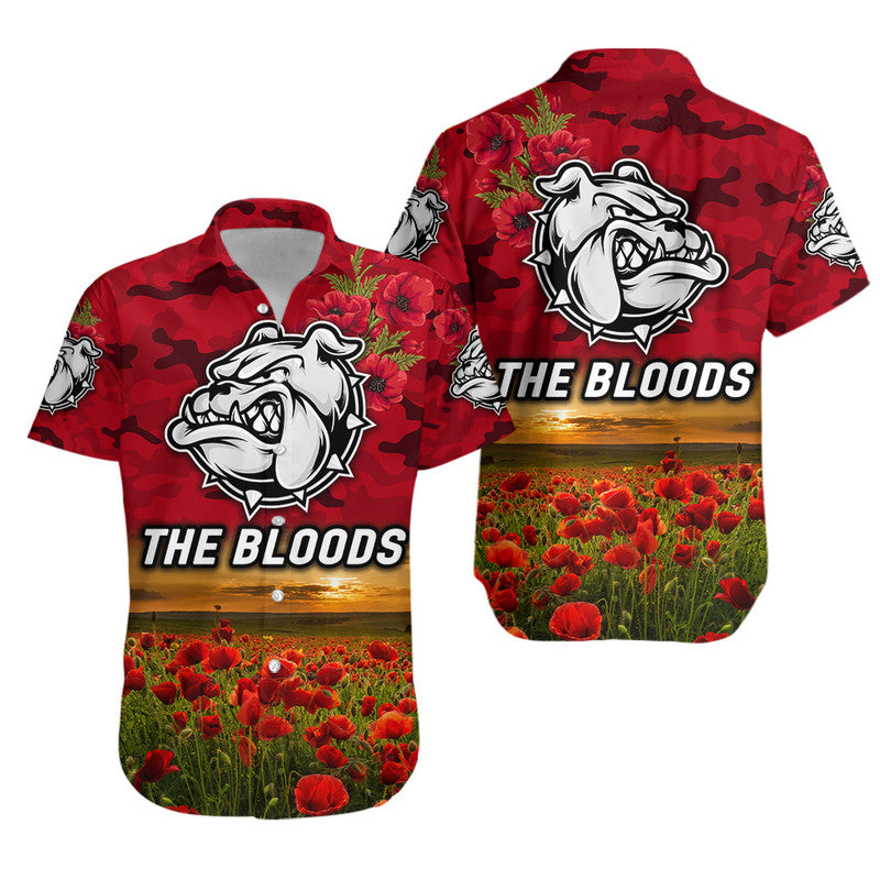 West Football Club Alice Springs ANZAC Hawaiian Shirt The Bloods Poppy Vibes - Red - Vibe Hoodie Shop